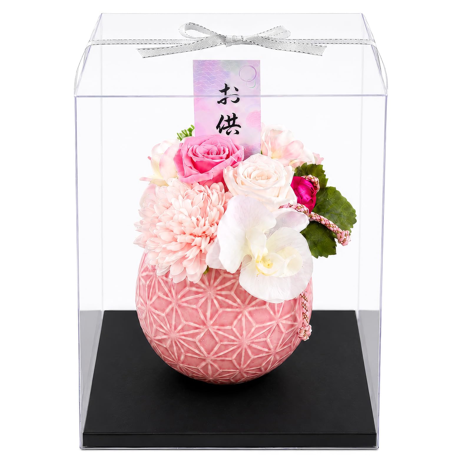 Amazon｜プリザーブドフラワー 仏花 「結花」 クリアケース入り 仏壇用